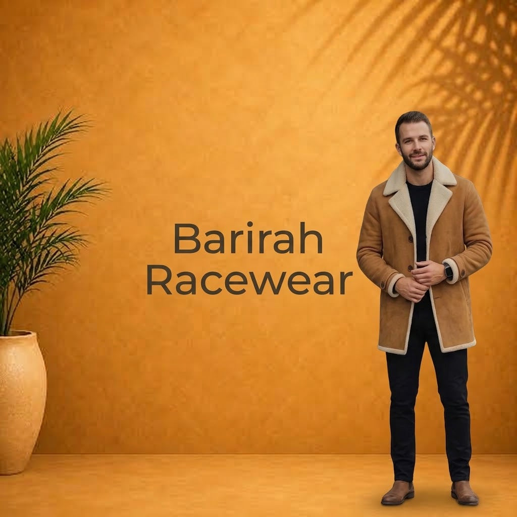 Stylish men’s tan shearling leather jacket