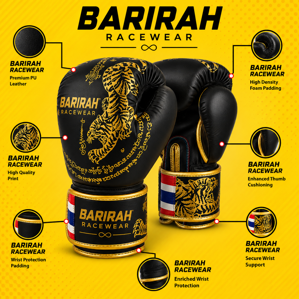 Muay Thai Boxing Gloves – Limited Black Edition – Barirah Racewear