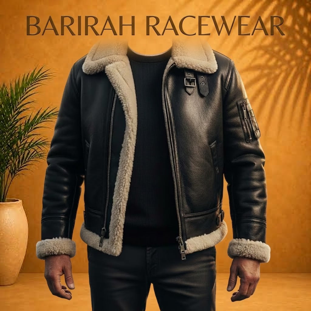 Classic men’s B3 shearling leather jacket