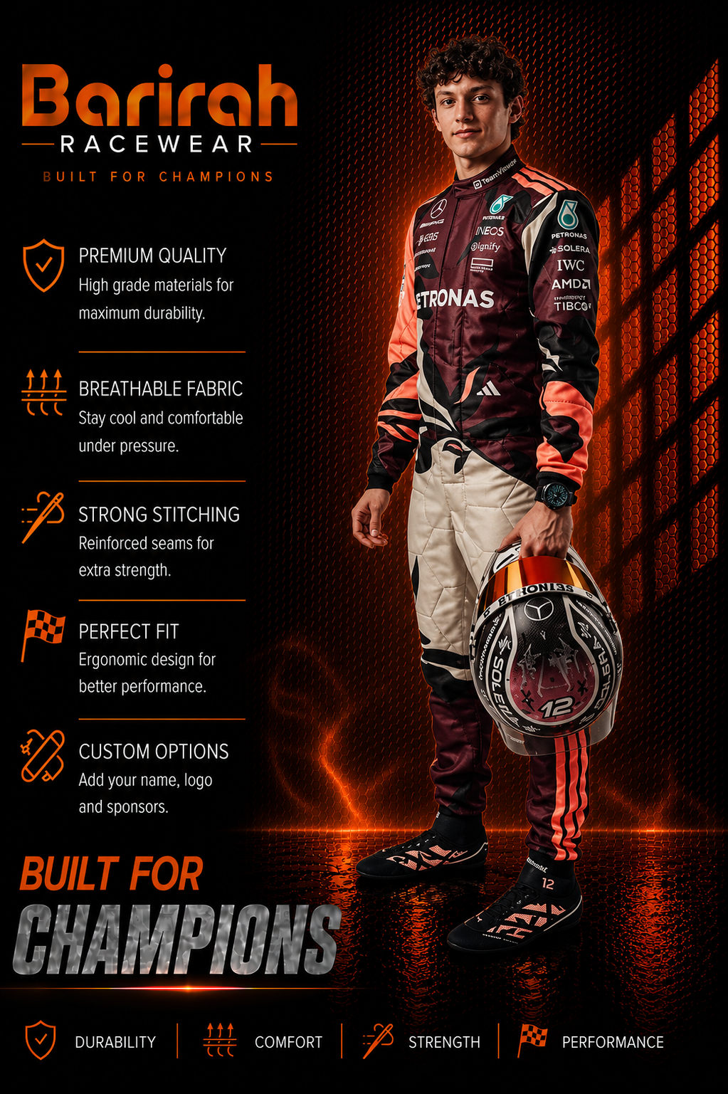 2025 Andrea Kimi Antonelli Mercedes AMG Petronas F1 Race Suit