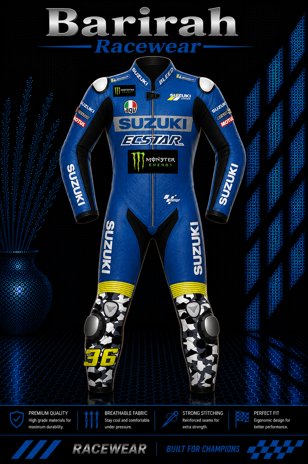 2021 Joan Mir Suzuki Ecstar MotoGP Leather Race Suit