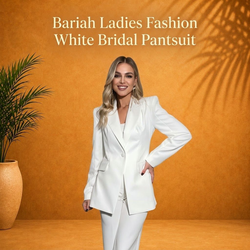 Elegant white bridal pantsuit
