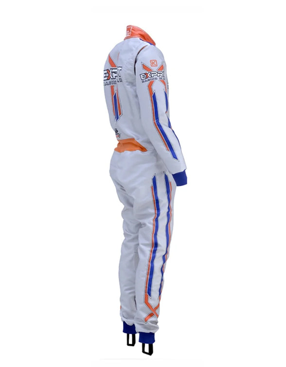 Exprit Racing Kart Suit - White, Orange & Blue