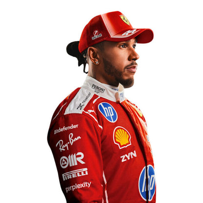 Scuderia Ferrari F1 Driver Racing Suit – Red Lewis Hamilton Edition with Sponsor Logos