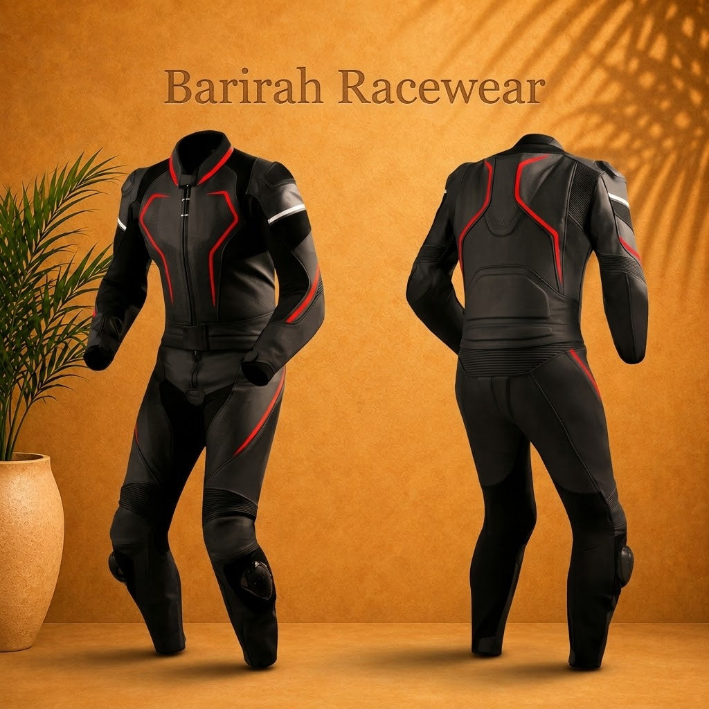 Customized Men’s Black Leather Motorcycle Racing Suit