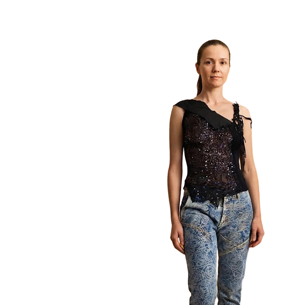 Elegant Asymmetrical Sequin Top