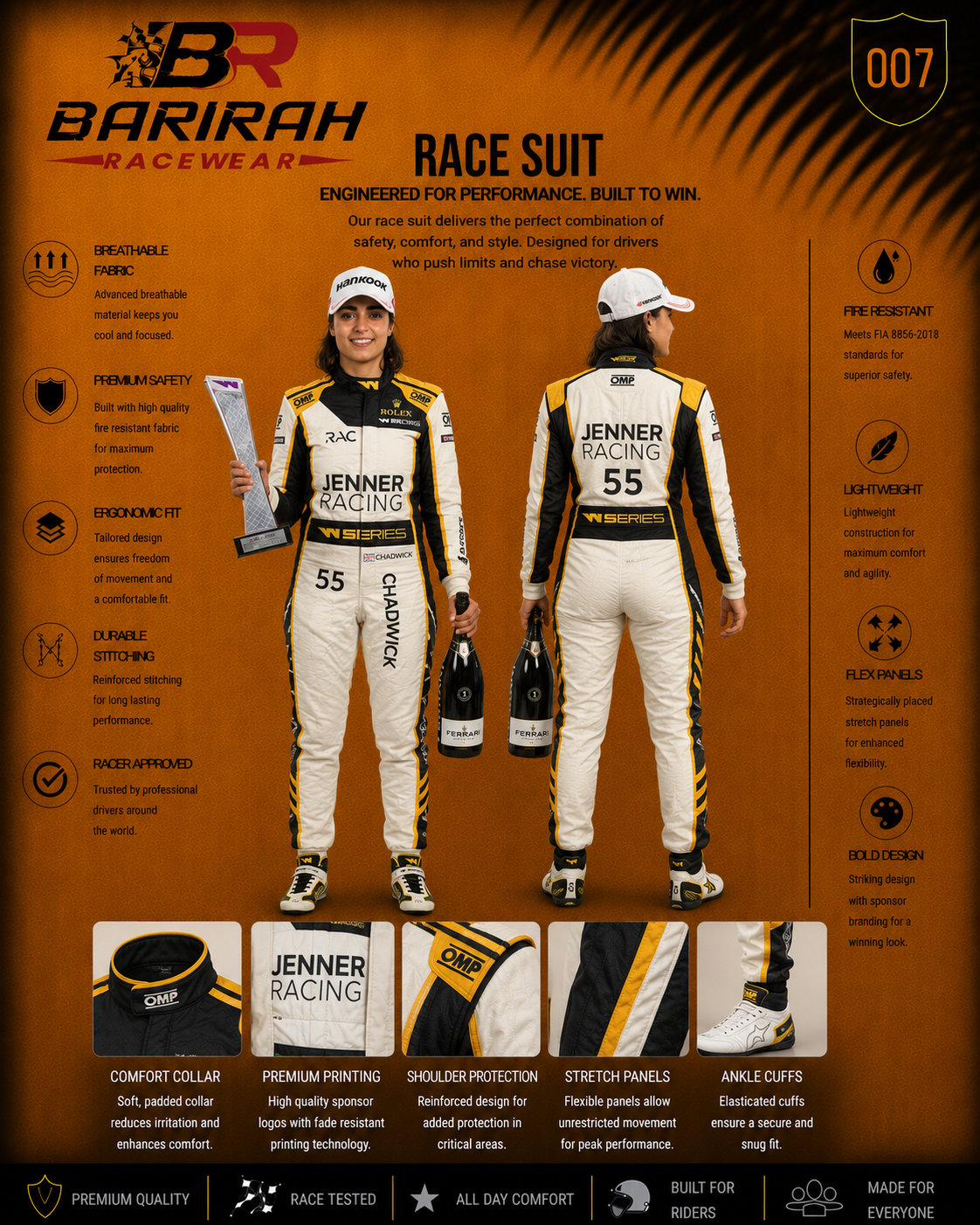 Go-Kart Racing women Suits-Barirah Racewear