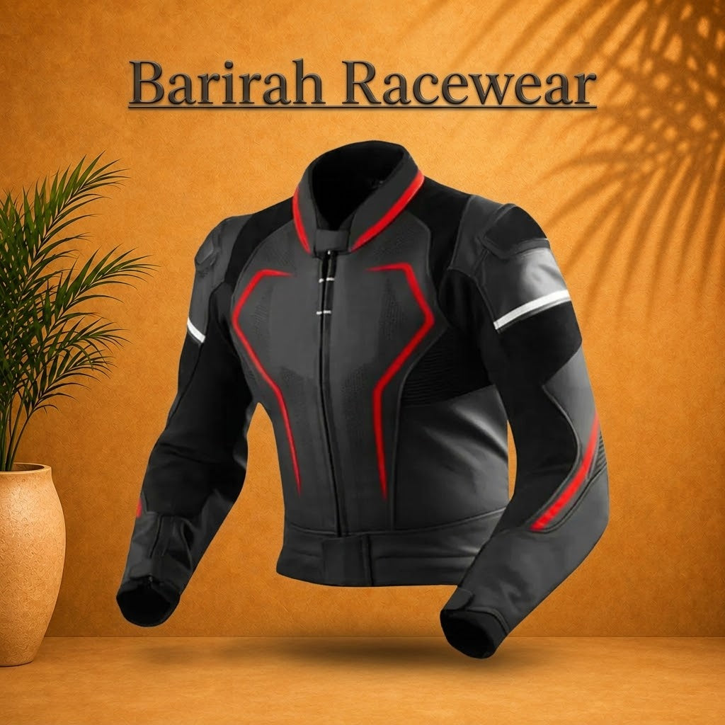 Customized Men’s Black Leather Motorcycle Racing Suit