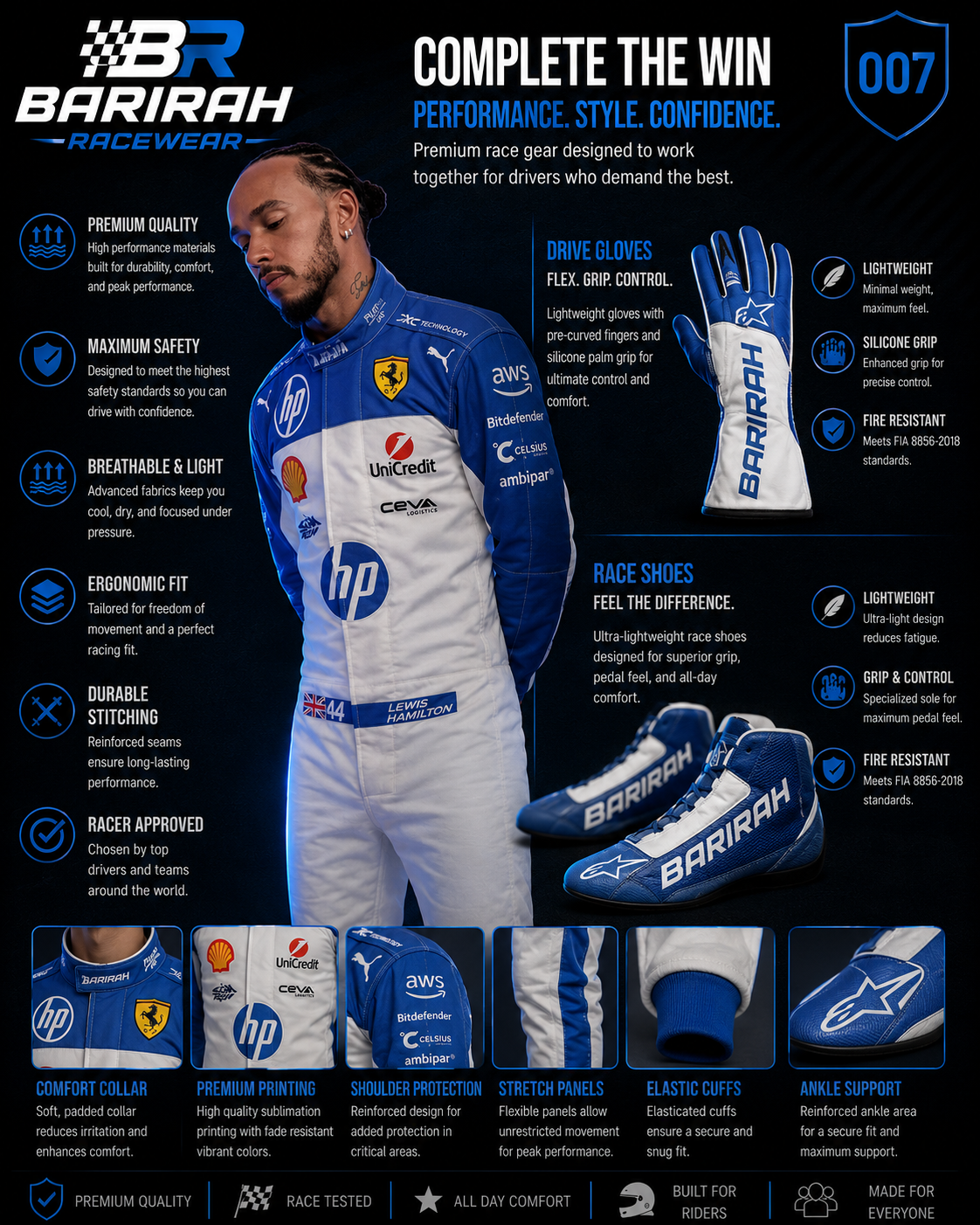 2025 Lewis Hamilton Ferrari Miami GP F1 Race Suit