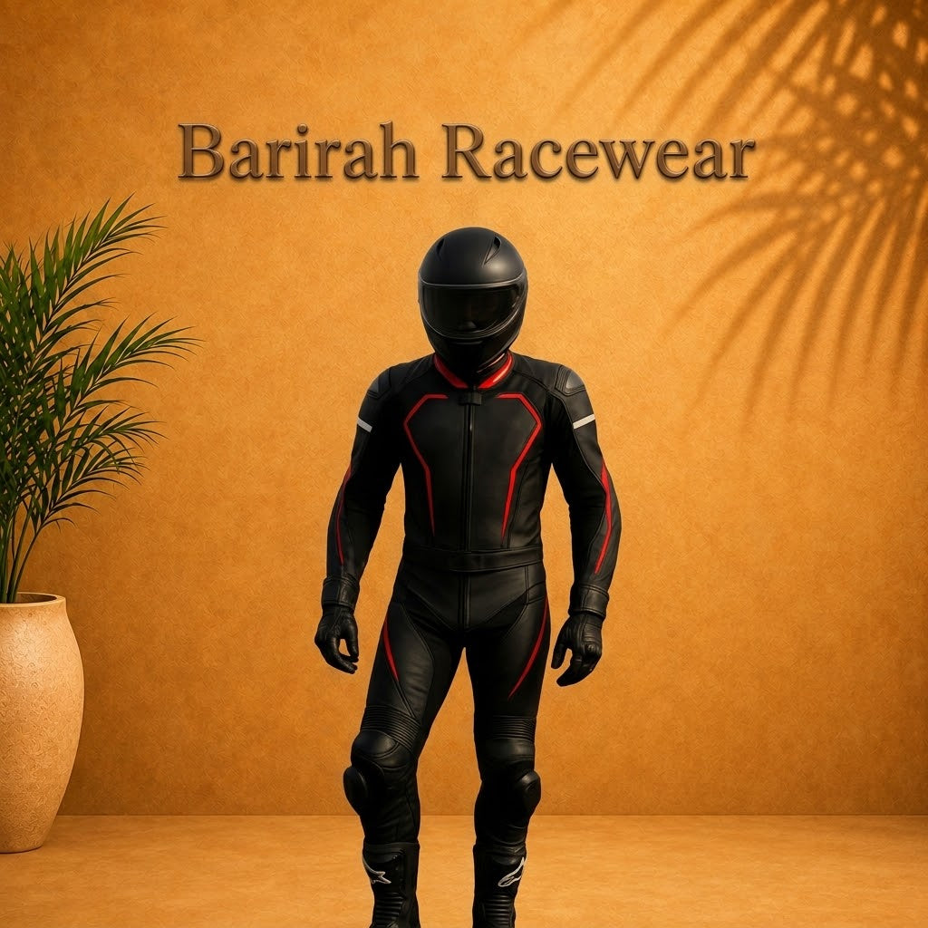 Customized Men’s Black Leather Motorcycle Racing Suit