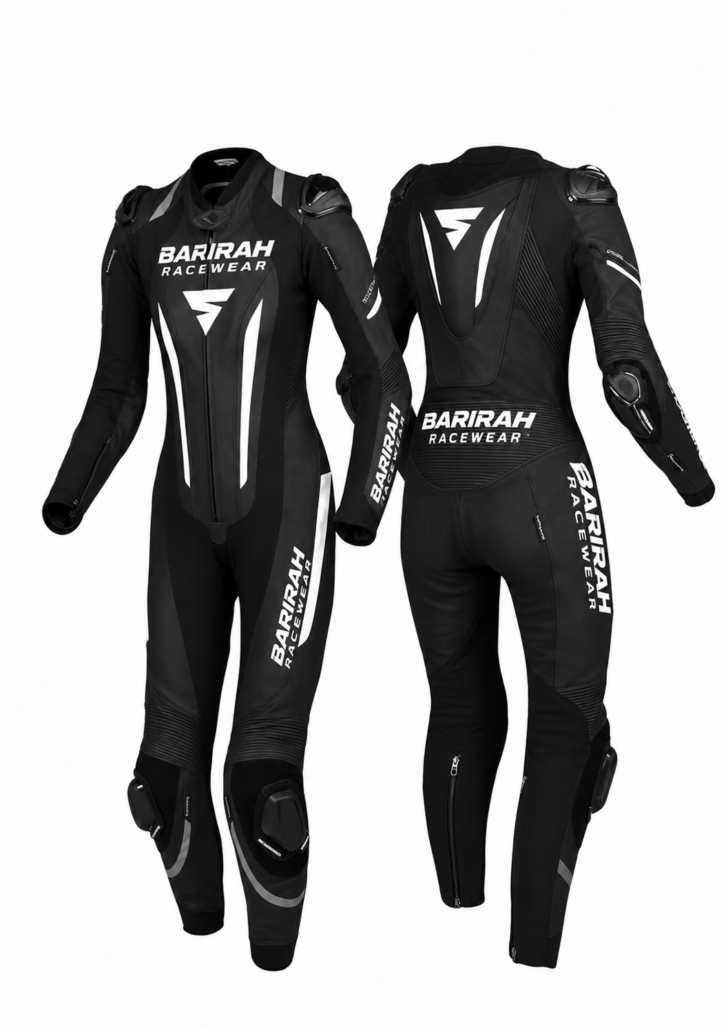Barirah Racewear Women’s Stealth Black One-Piece Motorcycle Racing Leather Suit
