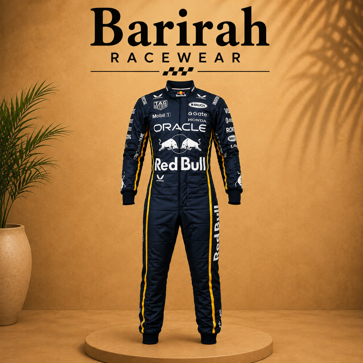 Barirah Racewear Men’s Professional Motorsport Racing Suit – Navy Blue & Yellow