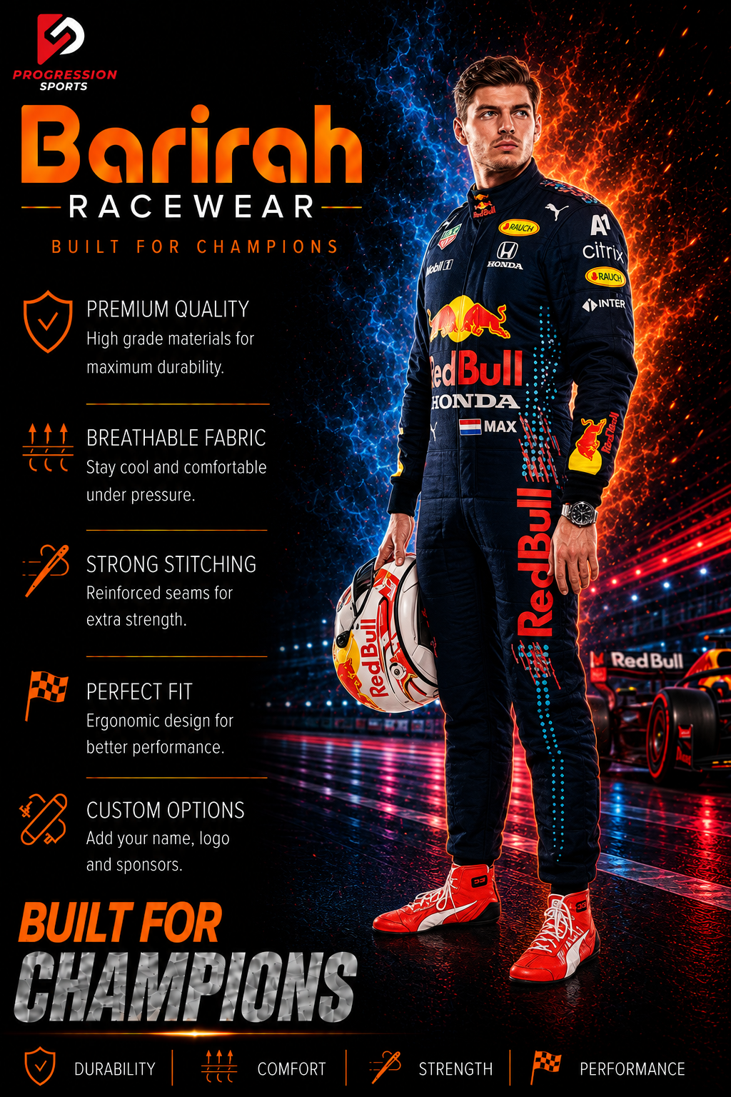 2021 Max Verstappen F1 Race Suit Red Bull