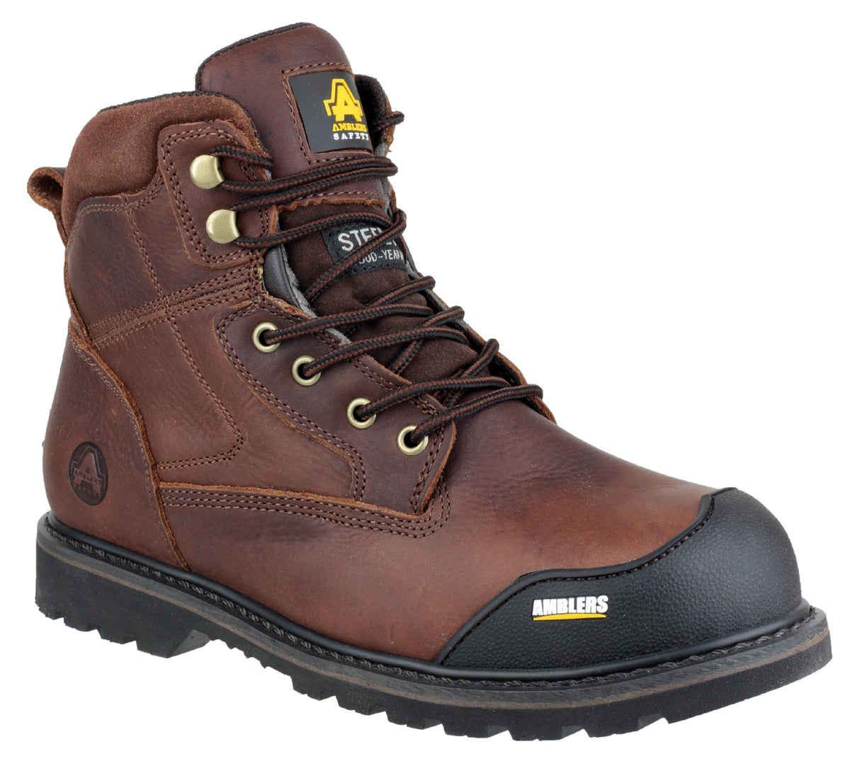 Amblers Steel Toe Safety Work Boots - Brown
