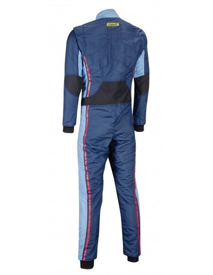 Sabelt Hero Superlight TS-10 Racing Suit | Professional FIA-Style Motorsport Driver Overall | Navy Blue, Light Blue & Red Performance Race Suit