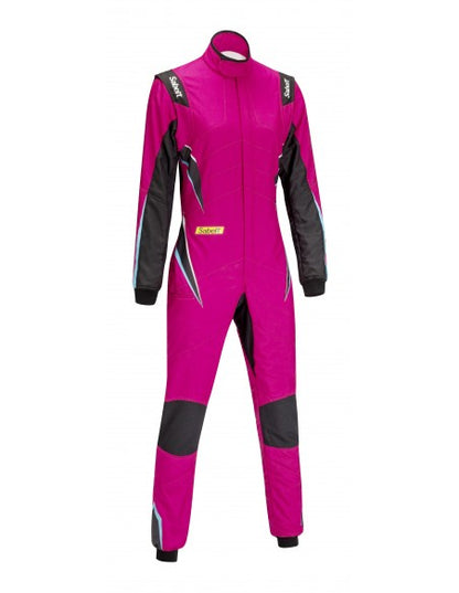 Sabelt Hero Superlight Woman TS-10 Racing Suit | Professional FIA-Style Women's Motorsport Driver Overall | Pink, Black & Silver Performance Race Suit