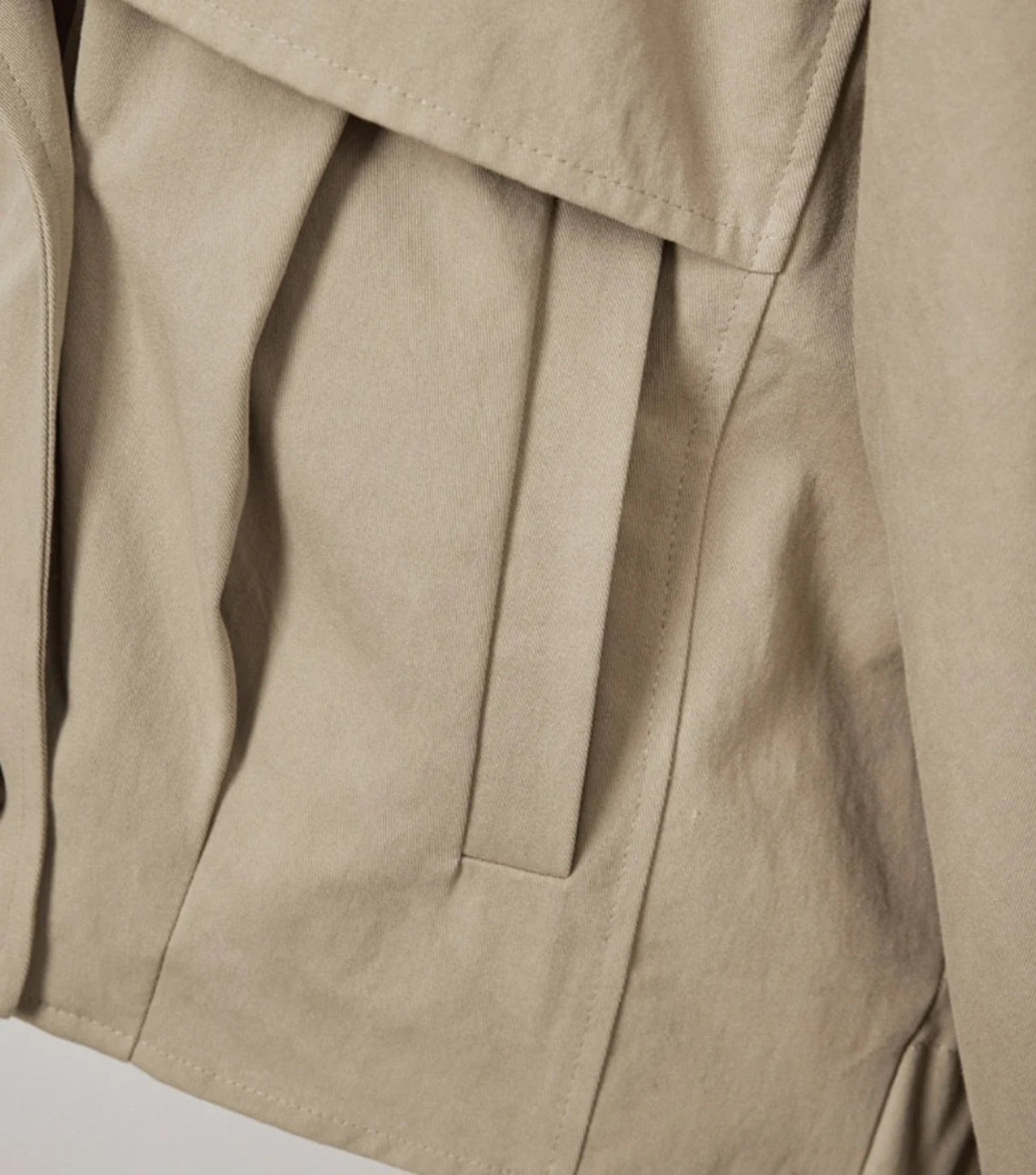 Barirah Racewear Women’s Beige Cropped Trench Jacket – Oversized Casual Lightweight Coat
