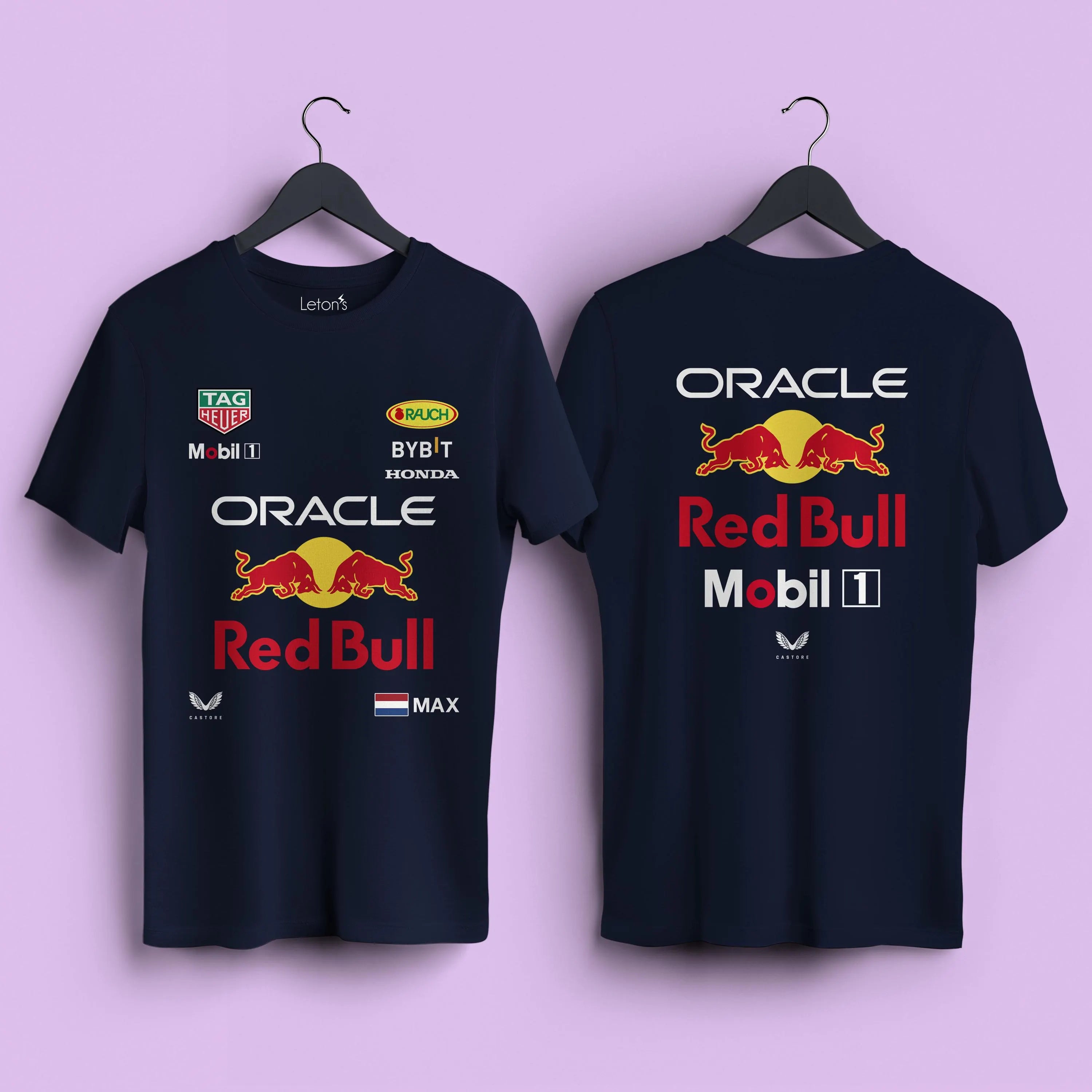 Oracle Red Bull Racing Team T-Shirt | Men's Navy Motorsport Performance Tee | Max Verstappen Formula 1 Racing Fan Shirt