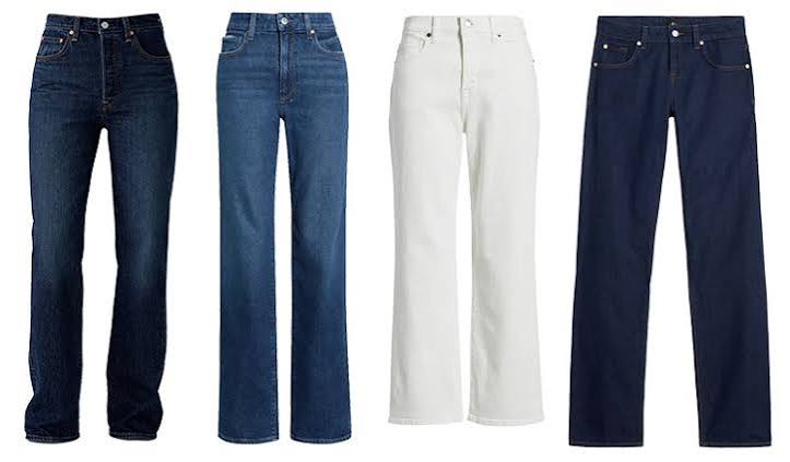 Women's High-Rise Straight Leg Denim Jeans Collection | Classic Cotton Everyday Jeans | Dark Blue, Medium Blue, White & Indigo Casual Pants