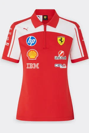 Scuderia Ferrari Formula 1 Team Women's Polo Shirt by Puma | Red Motorsport Performance Polo | Official Team Short Sleeve Racing Apparel