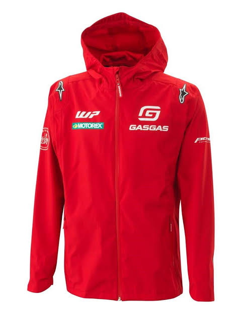 GASGAS Racing Team Hooded Jacket | Lightweight Water-Resistant Motorsport Jacket | Full-Zip Outdoor Performance Jacket | Red
