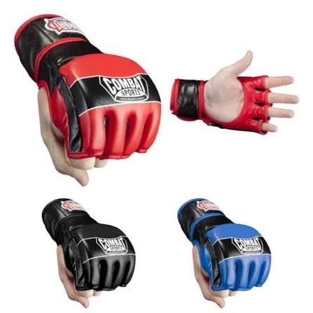 Combat Sports MMA Grappling Gloves | Open Palm Training & Sparring Gloves | Wrist Support Gloves for MMA, UFC, Grappling, Kickboxing & Martial Arts | Red, Black & Blue