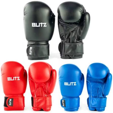 Blitz Boxing Gloves | Professional Training & Sparring Gloves | High-Density Padding Wrist Support Gloves for Boxing, MMA, Muay Thai & Kickboxing | Black, Red & Blue