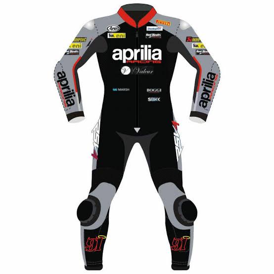 Aprilia Racing Team Motorcycle Leather Suit - Black, Grey & Red