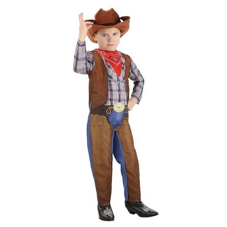 Kids Cowboy Costume Set | Western Cowboy Dress-Up Outfit with Hat, Bandana, Vest, Chaps & Belt | Children's Halloween, Cosplay & Role Play Costume