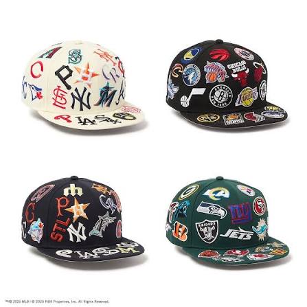 Official New Era Multi-League Logo 59FIFTY Fitted Baseball Caps | Limited Edition Flat Brim Collection