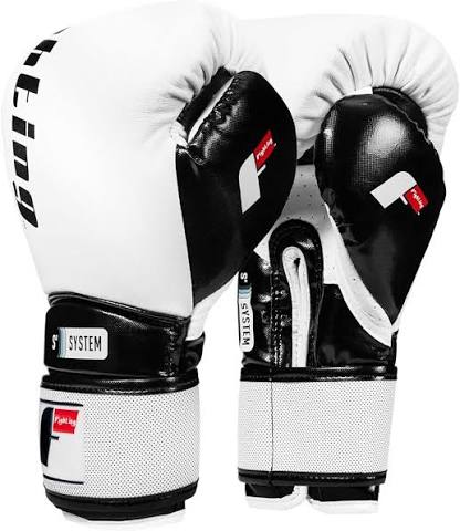 Fight System Boxing Gloves | Professional Training & Sparring Gloves | Premium PU Leather Wrist Support Gloves for Boxing, MMA, Muay Thai & Kickboxing | White & Black