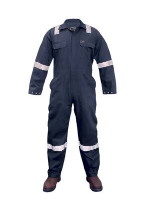 Flame-Resistant Reflective Coverall - Navy Blue