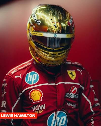 Lewis Hamilton Ferrari Gold Helmet Graphic T-Shirt | Premium Formula Racing Fan Tee