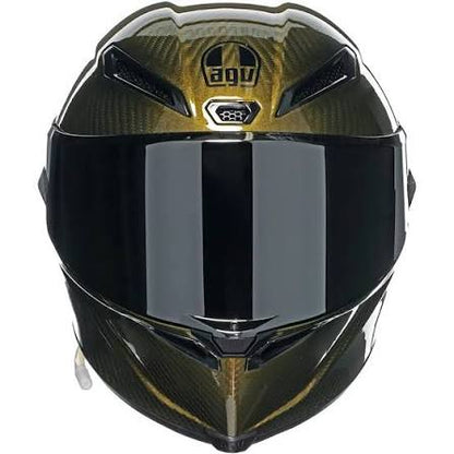 Premium Forged Gold Carbon Fiber Full Face Motorcycle Helmet with Smoke Visor