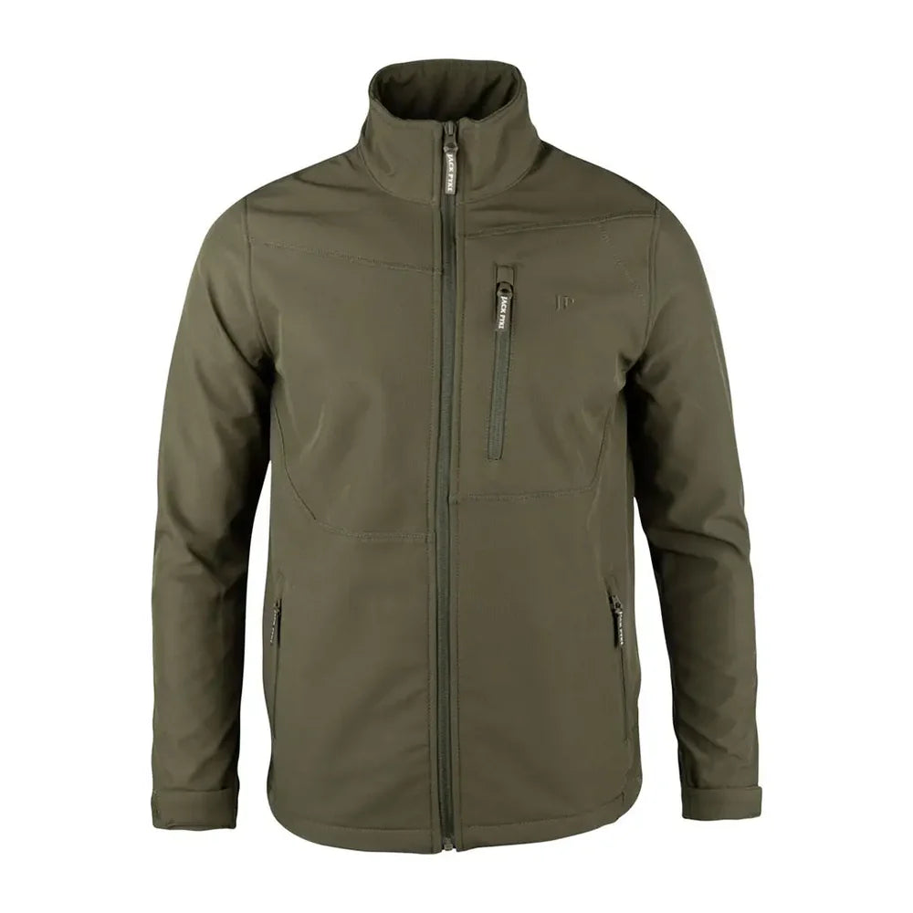 Men's Olive Green Softshell Jacket - Water-Resistant Windproo