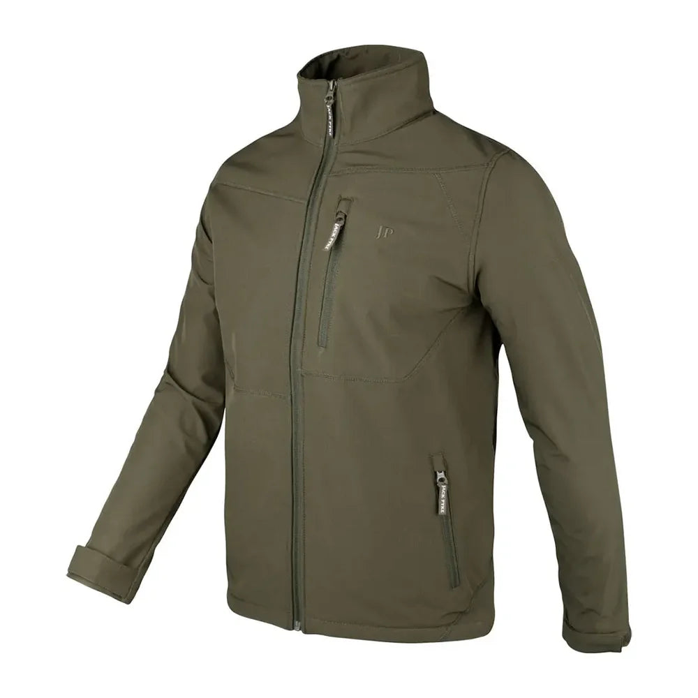 Men's Olive Green Softshell Jacket - Water-Resistant Windproo