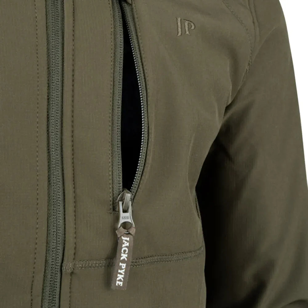 Men's Olive Green Softshell Jacket - Water-Resistant Windproo