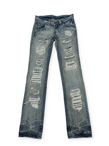 Men's Distressed Light Blue Skinny Fit Denim - Washed Streetwear