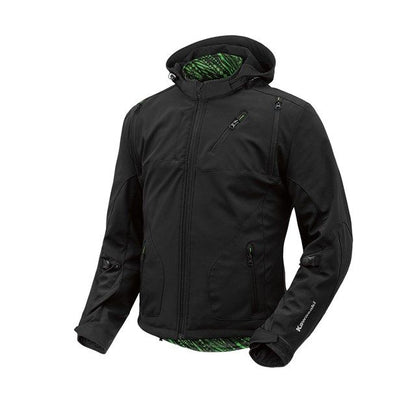 Men's Black Hooded Softshell Jacket – Windproof Water-Resistant Full Zip Outdoor Hiking & Casual Coat