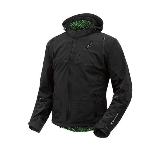 Men's Black Hooded Softshell Jacket – Windproof Water-Resistant Full Zip Outdoor Hiking & Casual Coat