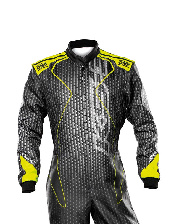 OMP KS-2R Kart Racing Suit - Black & Grey with Red