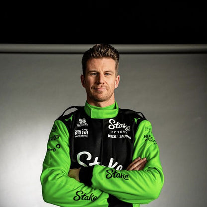 Stake F1 Team KICK Sauber Neon Green & Black Racing Suit – Premium FIA Style Motorsport Driver Overall