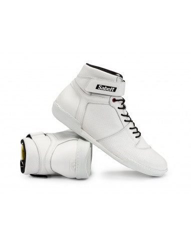 Sabelt Lazer TB-3 Racing Shoes | Professional FIA-Style Motorsport Driving Boots | Premium Leather Performance Race Footwear | Black & White