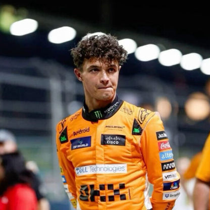 McLaren F1 Style Racing Suit – Orange & White Premium Motorsport Overall