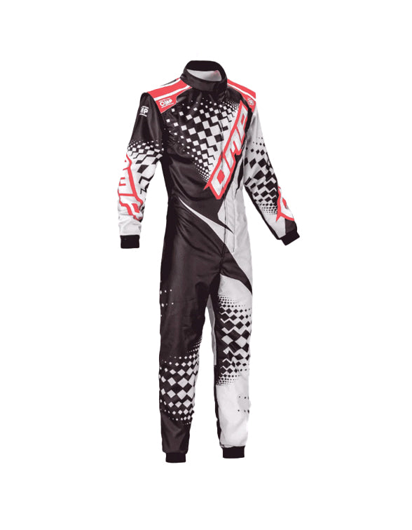 OMP KS-2R Kart Racing Suit - Black, White & Red