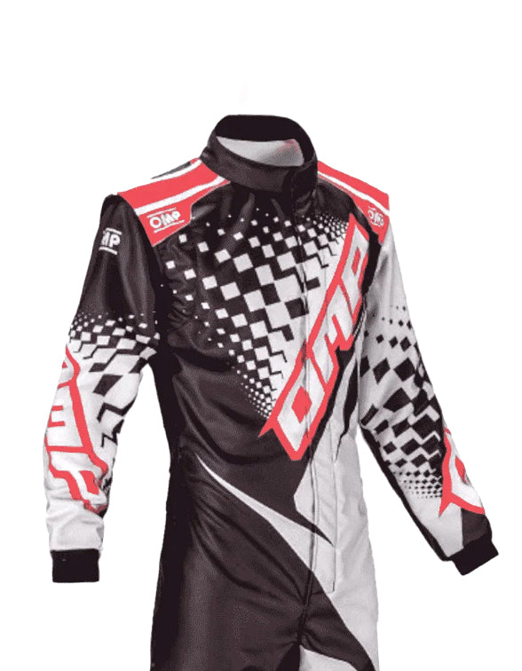 OMP KS-2R Kart Racing Suit - Black, White & Red