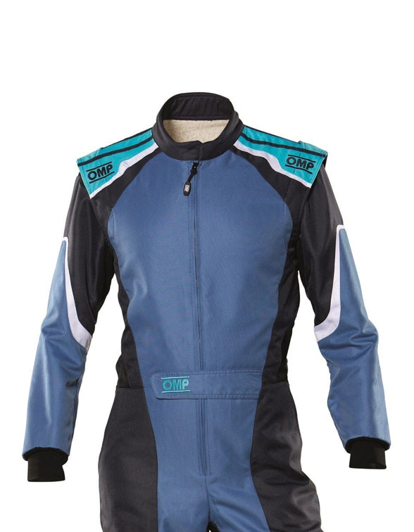 OMP KS-3 Classic Kart Racing Suit - Blue, Black & Turquoise