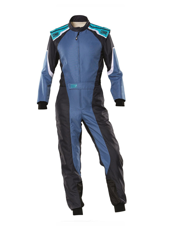 OMP KS-3 Classic Kart Racing Suit - Blue, Black & Turquoise