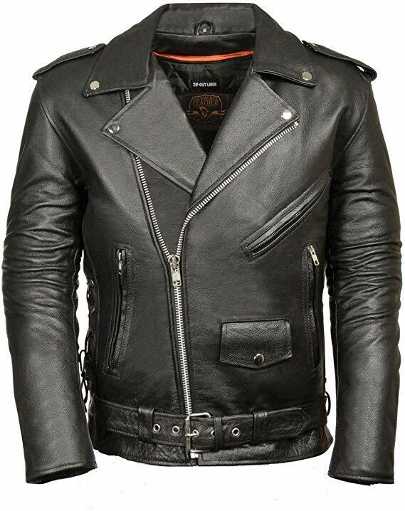 Men's Black Genuine Leather Motorcycle Jacket | Classic Asymmetrical Biker Jacket | Premium Moto Leather Coat with Adjustable Waist Belt