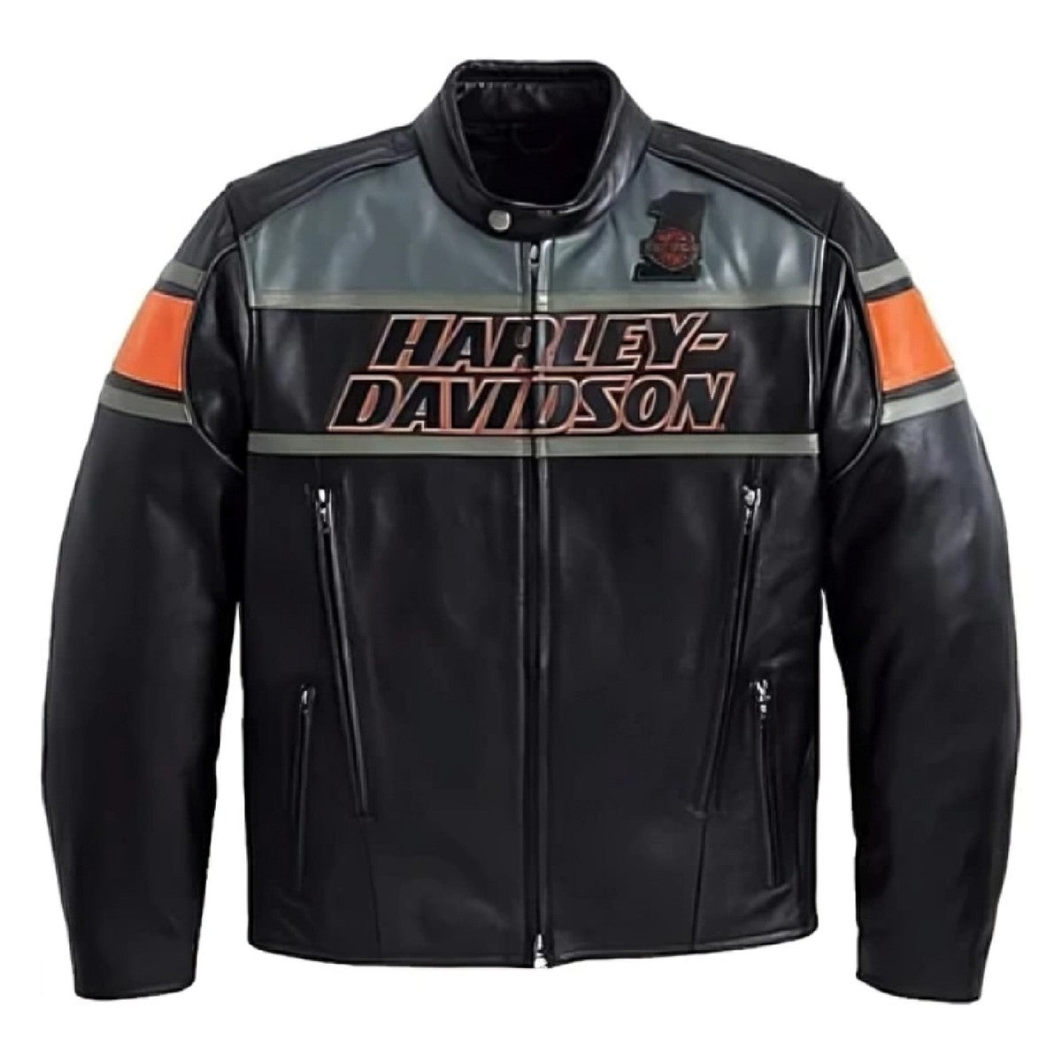 Barirah Racewear Men's Vintage Motorcycle Leather Jacket | Black & Orange Cafe Racer Biker Riding Jacket | Premium Leather Moto Jacket
